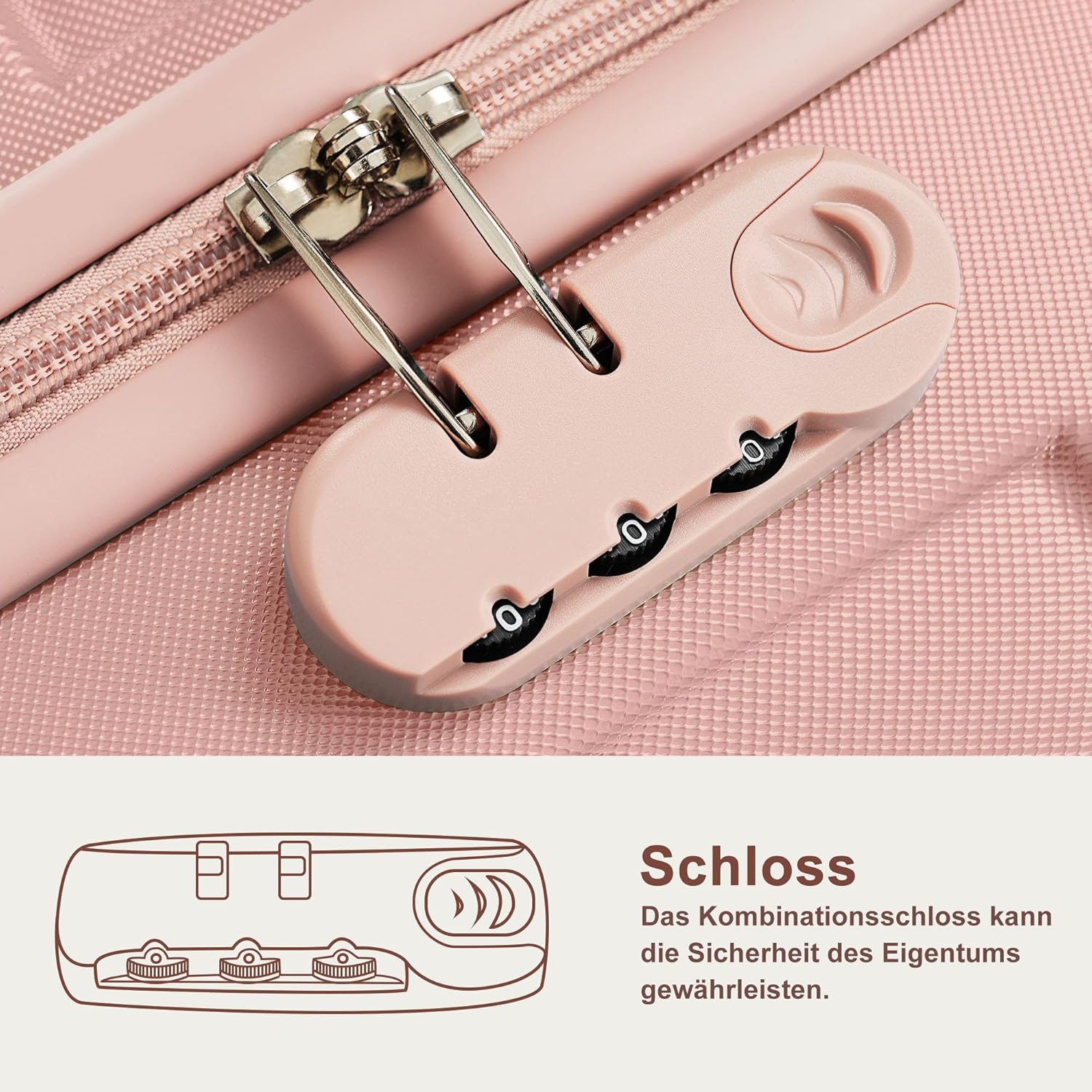 Merax 3-teiliges ABS-Hartschalenkoffer-Set – Leicht, robust, Kratzfest, Hellrosa — Ansicht 3