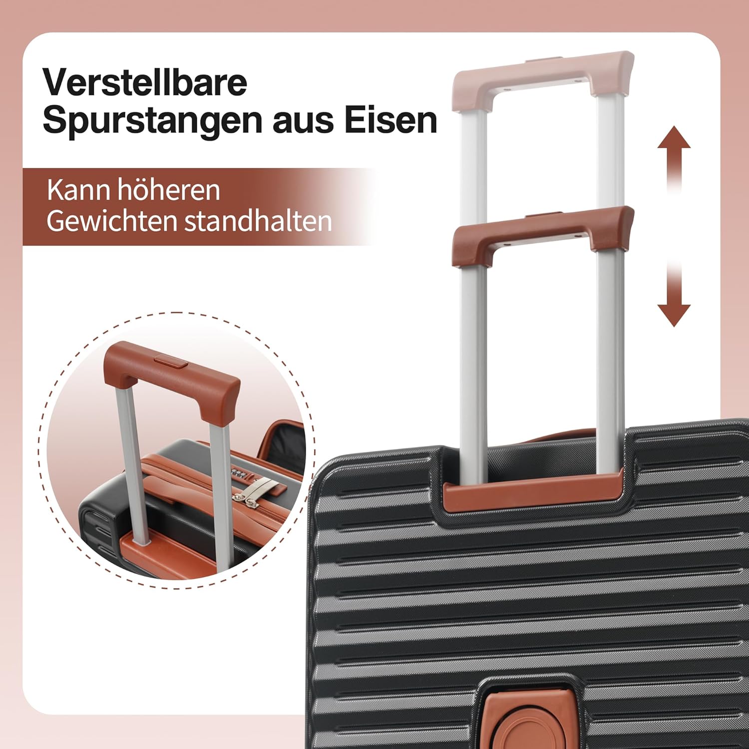 Merax 3tlg. Hartschalenkofferset, Gepäckset, Rollkoffer, Front-Öffnungs-Design, Klappbare Getränkehalter, TSA-Schloss, 360°-Rollen, M-L-XL Reisekofferset, Schwarz — Ansicht 5