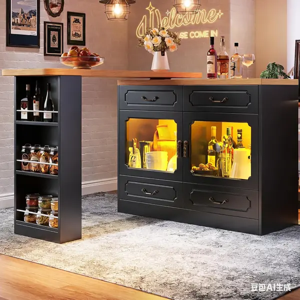 Ausziehbarer Bartisch mit Stauraum