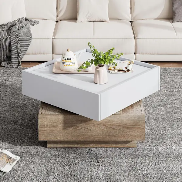 Couchtisch quadratische – Weiß & Walnuss