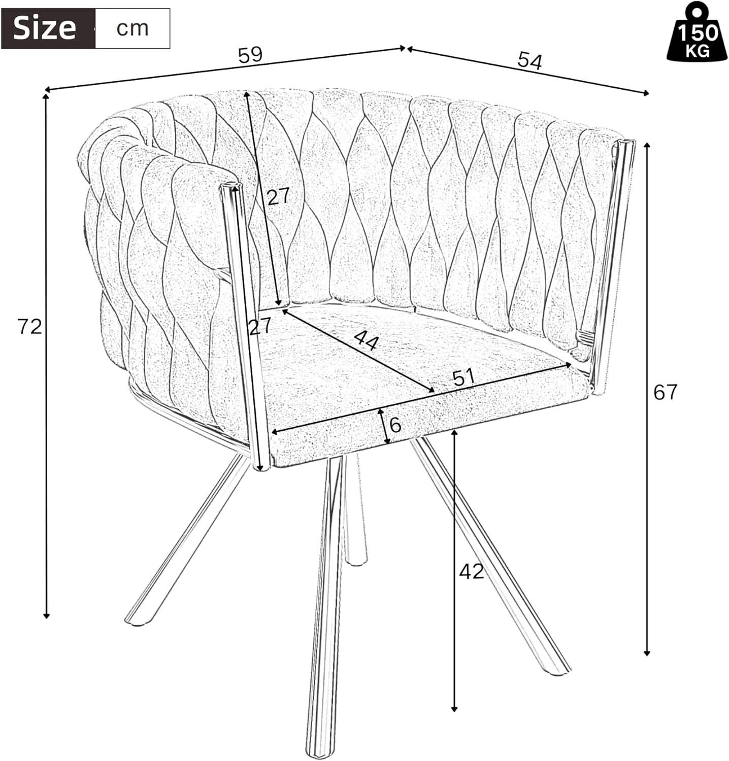 Merax Drehstuhl 6er Set, Moderne Esszimmerstuhl aus Samt, Armlehnstuhl Drehbar mit Metallbeinen, für Esszimmer, Wohnzimmer, Schlafzimmer, Grau — Ansicht 2