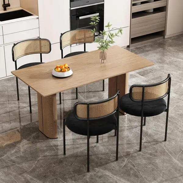 Esszimmerstühle 4er Set – Samt, Schwarz