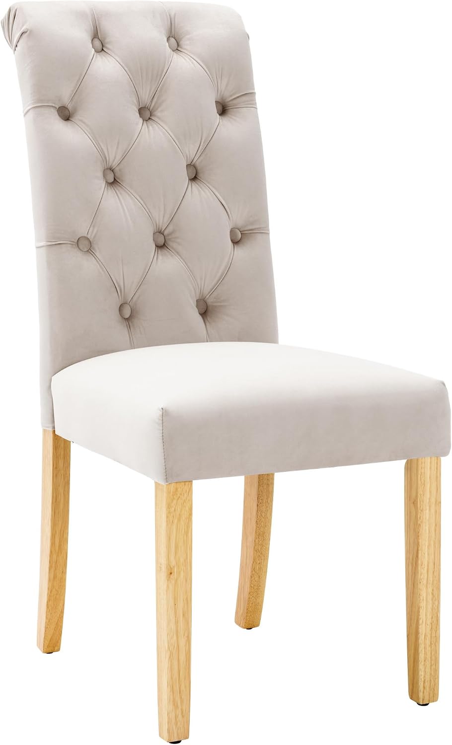Merax Esszimmerstuhl 2er Set, Moderne Polsterstuhl mit hoher Rückenlehne, bequemer Wohnzimmerstuhl aus Samt, ergonomischer Stuhl mit Eichenbeinen, für Wohnzimmer, Schlafzimmer, Braun und Holzfarbe — Ansicht 5