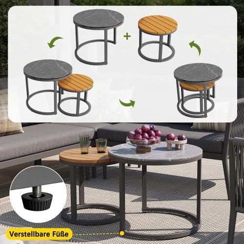 Merax Gartenmöbel Set 6-teilig für 5-6 Personen – Flexibles Gartenlounge Set mit Verstellbaren Füßen, Wasserabweisenden Kissen und Modularer Sitzgruppe für Balkon Terrasse, Grau — Ansicht 5