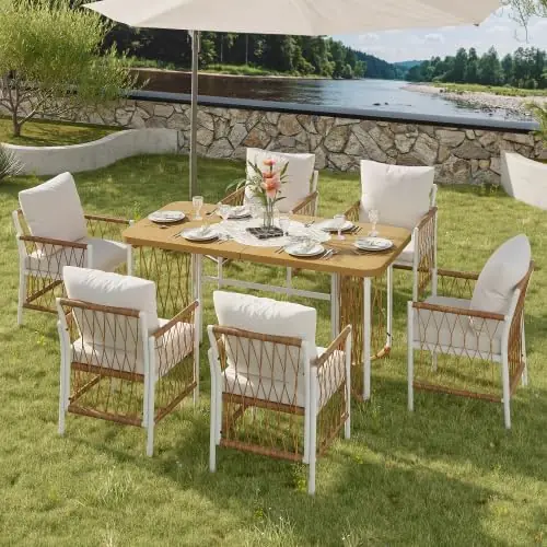 Gartenmöbel Set – 7-teiliges Gartentisch mit Stühlen Set