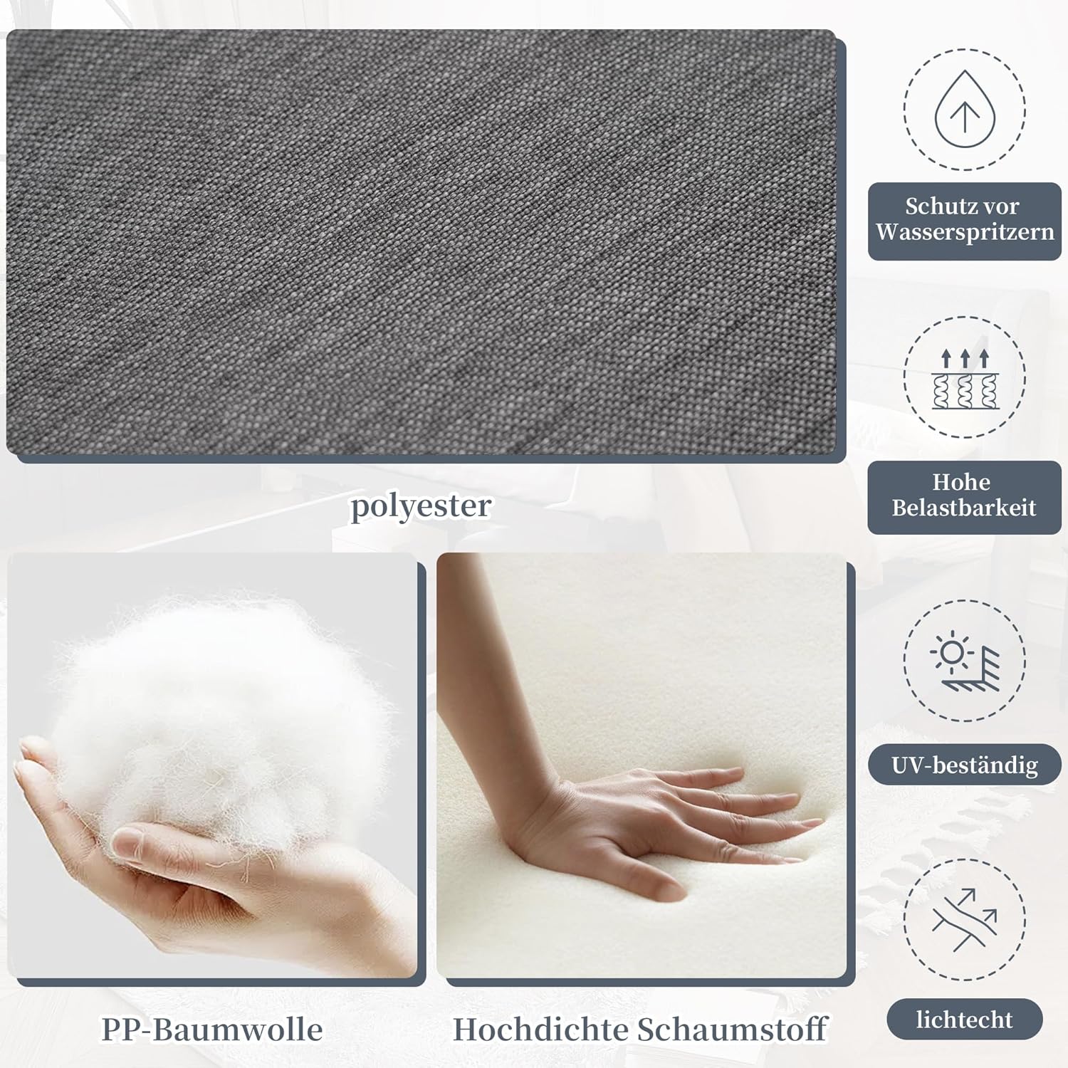 Merax Gartenmöbel Set für 8 Personen, Gartenlounge Ecksofa mit Esstisch & Bank, Outdoor Sitzgruppe mit Glasplatte, geflochtene Arm- & Rückenlehnen, verzinkter Stahlrahmen, Grau — Ansicht 2