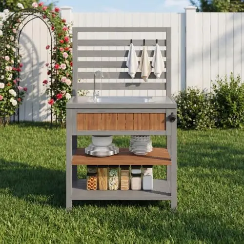 Gartenschrank mit Wasserbecken & Wasserhahn