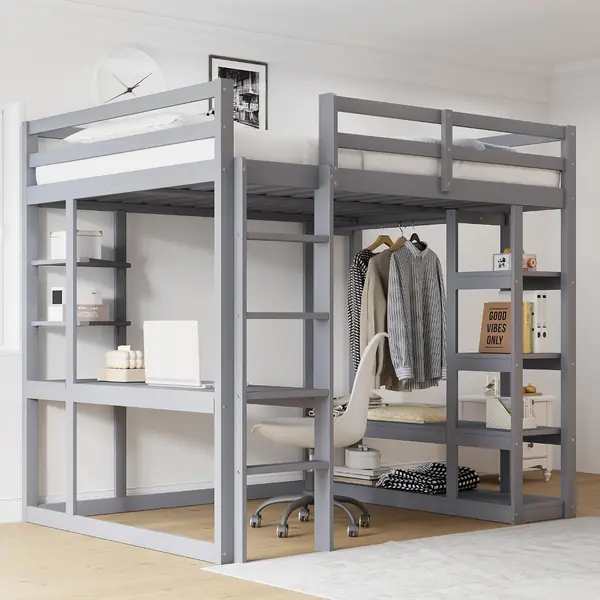 Hochbett – aus Holz, Kinderbett mit Schreibtisch