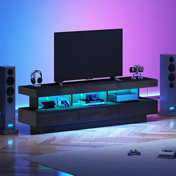 Hochglanz TV Schrank mit LED-Beleuchtung
