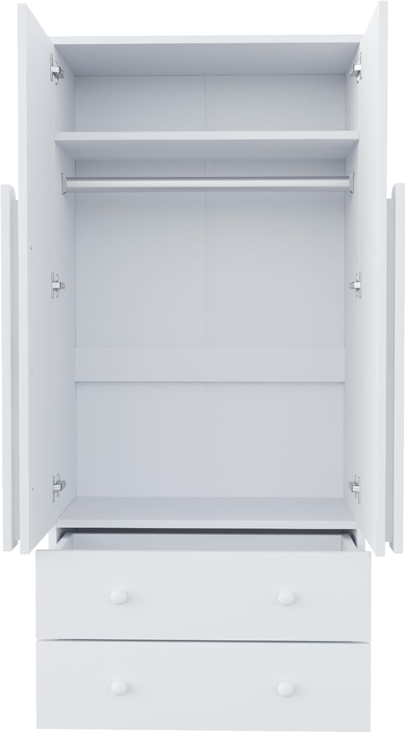 Merax Kleiderschrank 70L x 40B x 170H cm, Multifonctionnel Kleiderschränke mit Schubladen und Ablagefächern, Weiß — Ansicht 6