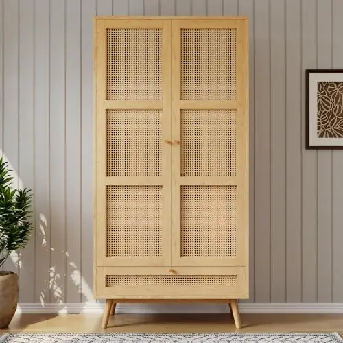 Kleiderschrank Landhausstil Natur 90x45x183 cm – Vintage