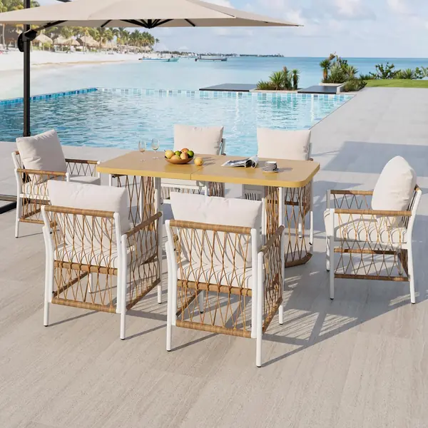 Modernes Gartenmöbel-Set mit Tisch und 6 Stühlen
