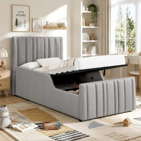 Polsterbett Einzelbett 90x200 cm mit hydraulischem