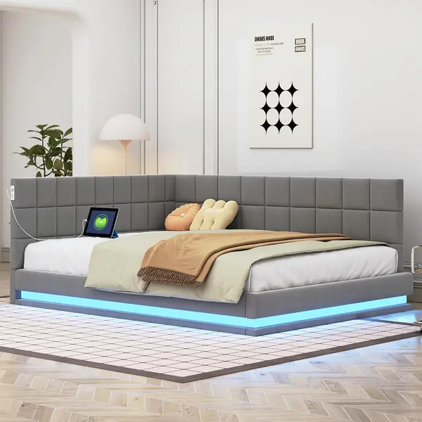Schlafcouch 140 x 200 cm – USB Steckdose, Samtstoff