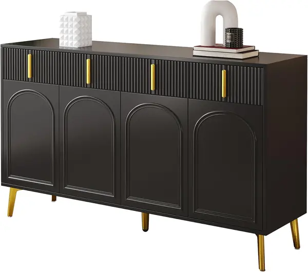 Sideboard 160x38x82 cm – 4 Türen, 4 Schubladen