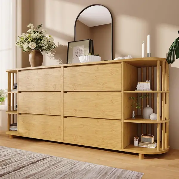 Sideboard Kommode mit 6 Schubladen & offene Regale