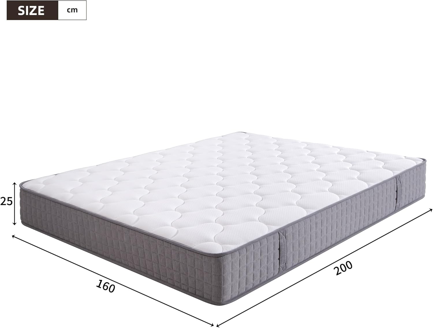 Merax Taschenfederkernmatratze 90x200cm H3 – 7-Zonen, 25cm hoch, atmungsaktiv, ergonomisch, mit Tragegriffen, für erholsamen Schlaf — Ansicht 3