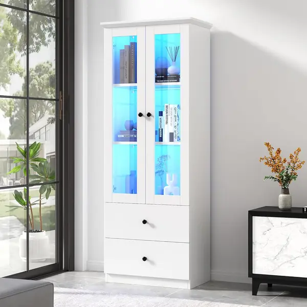 Vitrine mit LED-Lichtern – Weiß