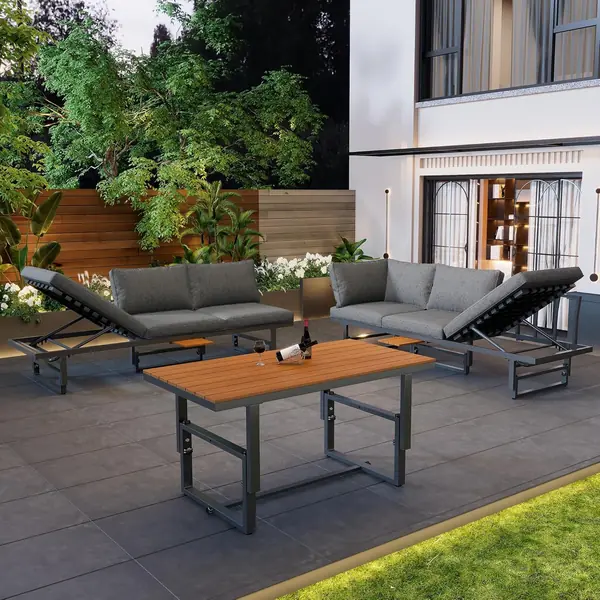 3-teiliges Gartenmöbel Set:Multifunktionales Sofa und